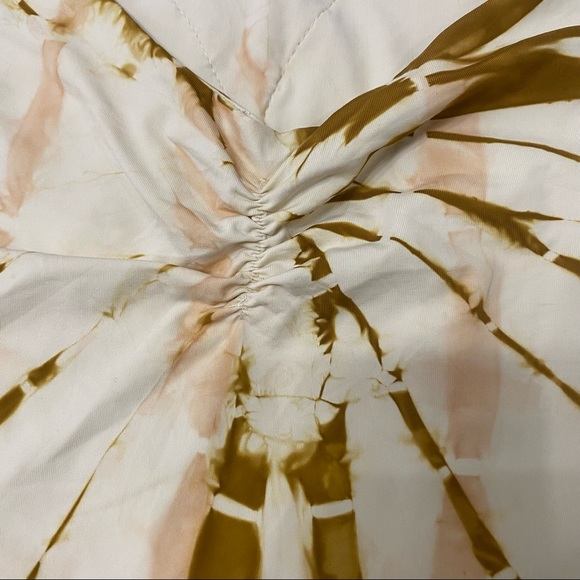 Gimmicks | Tie Dye Lace Halter V Neck Ruched Back Bodysuit Cream Mustard - Picture 5 of 14